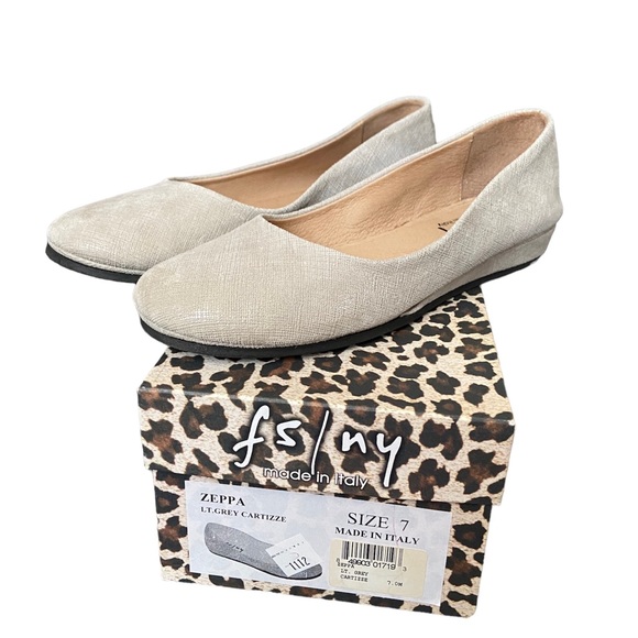 French Sole fs/ny Zeppa Leather Wedge in Light Grey Cartizze 7 - Picture 3 of 8